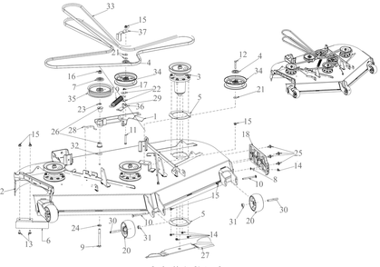 Deck Diagram and Parts List for ZTX6-60KW (47RIAHA8010)(2022) Cub Cadet Lawn Tractor